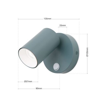 Faretto da parete PENN 1xGU10/13W/230V grigio