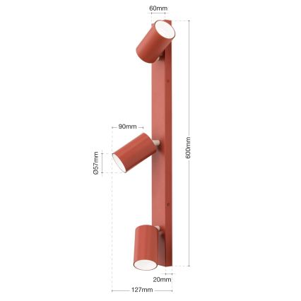 Faretto PENN 3xGU10/13W/230V colore mattone