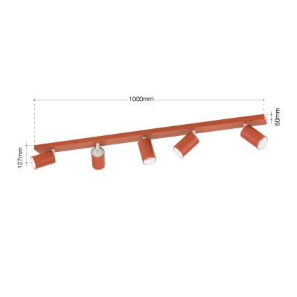 Faretto PENN 5xGU10/13W/230V colore mattone