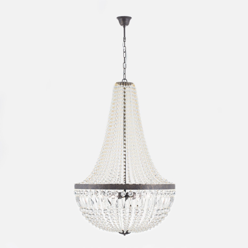 Lampadario di cristallo a sospensione con catena ARILA 6xE27/60W/230V diametro 60 cm marrone/patina