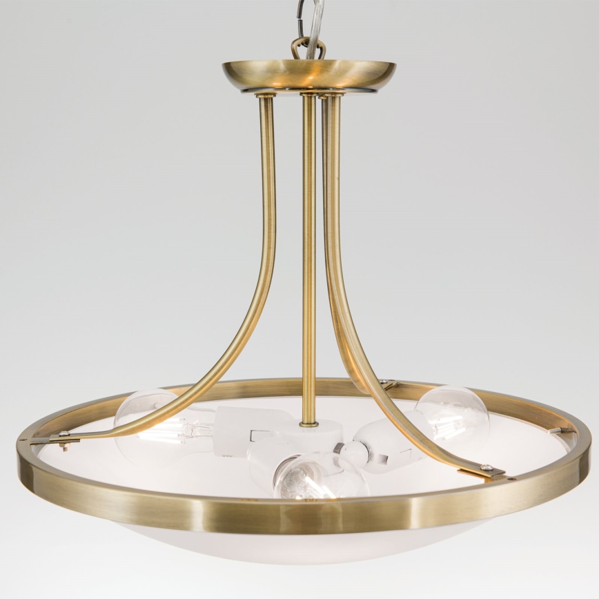 Lampadario a sospensione con catena AIDA 3xE27/60W/230V diametro 39,5 cm ottone