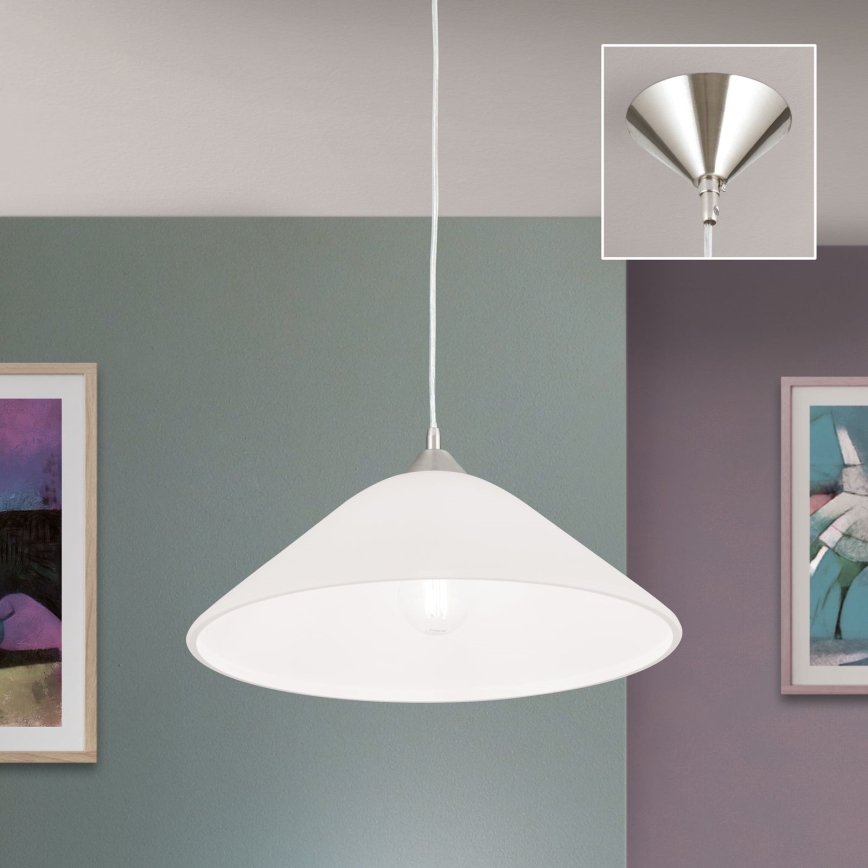 Lampadario a sospensione con filo GRADO 1xE27/60W/230V diametro 40 cm cromo opaco
