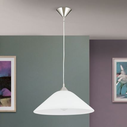 Lampadario a sospensione con filo GRADO 1xE27/60W/230V diametro 40 cm cromo opaco