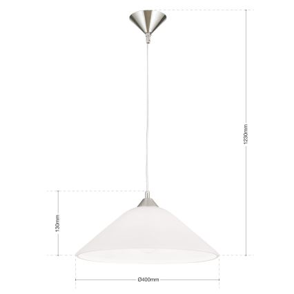 Lampadario a sospensione con filo GRADO 1xE27/60W/230V diametro 40 cm cromo opaco