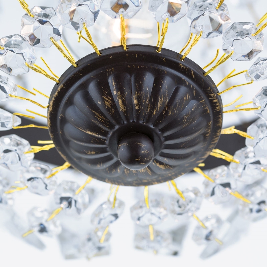 Lampadario di cristallo a sospensione con catena ARILA 1xE27/60W/230V diametro 25,5 cm marrone/patina