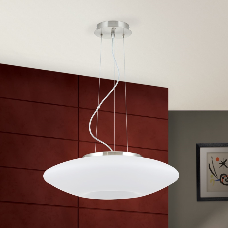 Lampadario a sospensione con filo BLANC 2xE27/60W/230V diametro 49 cm cromo opaco
