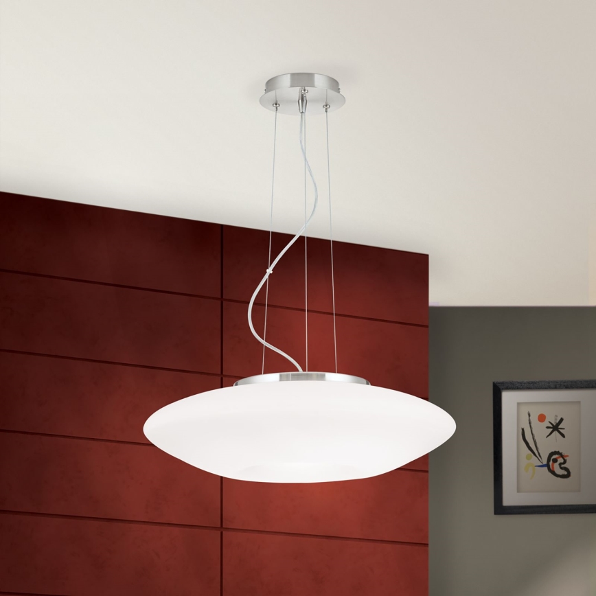 Lampadario a sospensione con filo BLANC 2xE27/60W/230V diametro 49 cm cromo opaco