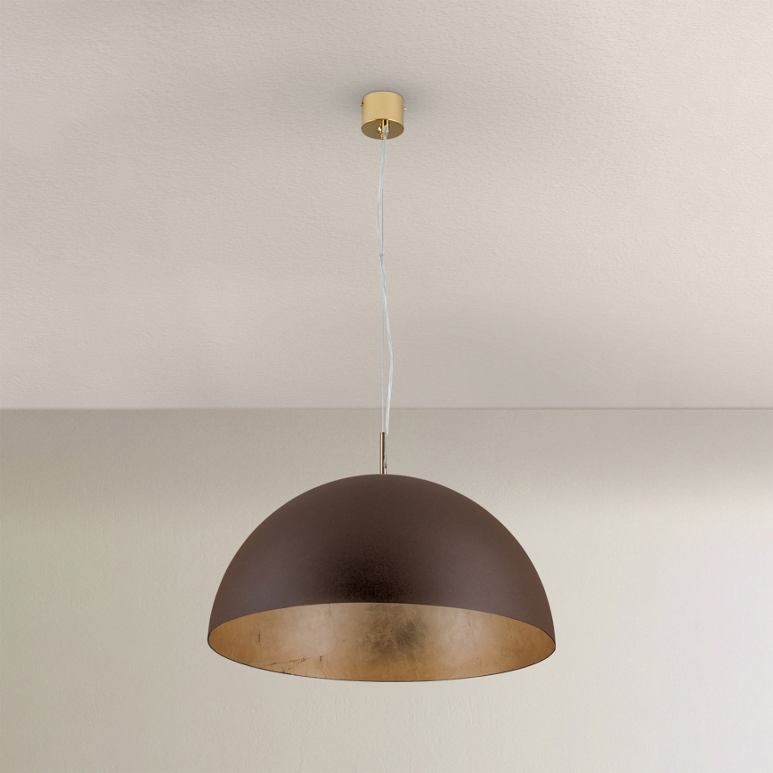 Lampadario a sospensione con filo ELIANO 1xE27/60W/230V diametro 50 cm marrone/oro