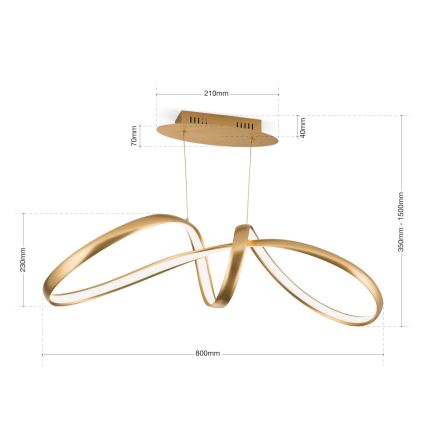 Lampadario a sospensione con filo LED dimmerabile CIRCUS LED/36W/230V oro
