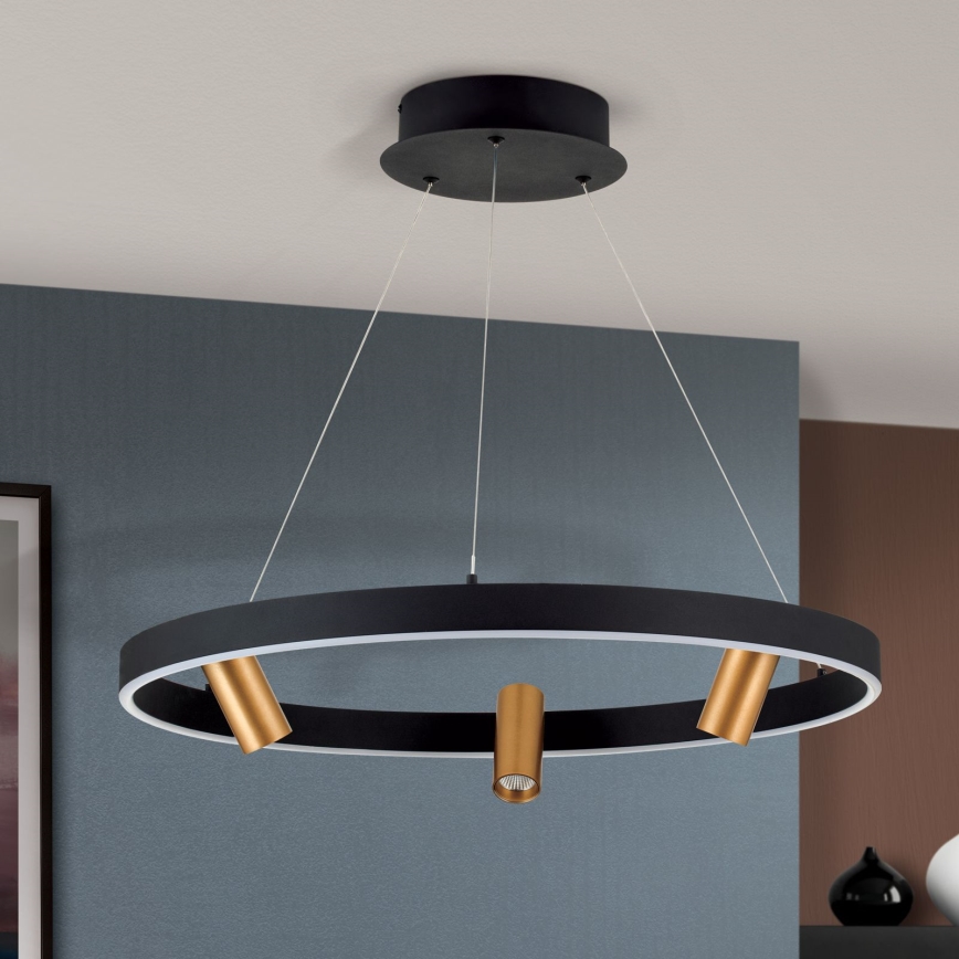 Lampadario a sospensione con filo LED dimmerabile BERLIN LED/50W/230V nero/oro