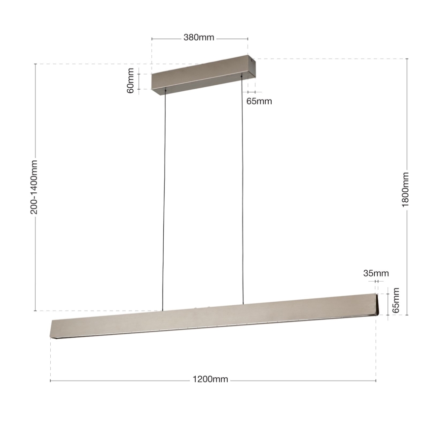 Lampadario a sospensione con filo LED dimmerabile TARA LED/44W/230V 2700/3800/4500/5700K cromo opaco