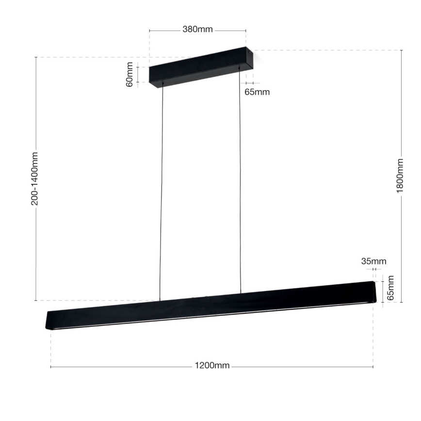 Lampadario a sospensione con filo LED dimmerabile TARA LED/44W/230V 2700/3800/4500/5700K nero