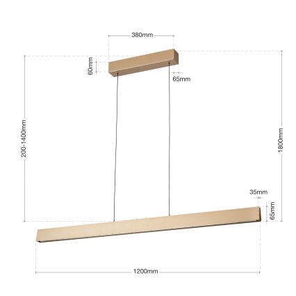 Lampadario a sospensione con filo LED dimmerabile TARA LED/44W/230V 2700/3800/4500/5700K oro