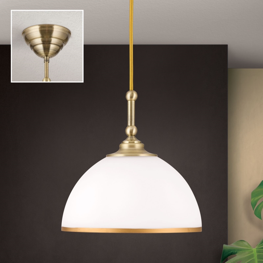 Lampadario a sospensione con filo OLD LAMP 1xE27/40W/230V bianco/ottone