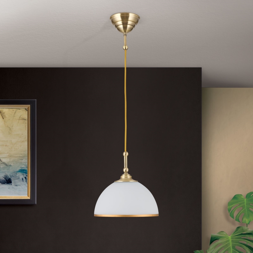 Lampadario a sospensione con filo OLD LAMP 1xE27/40W/230V bianco/ottone