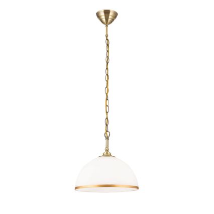 Lampadario a sospensione con catena OLD LAMP 1xE27/40W/230V diametro 30 cm bianco/ottone