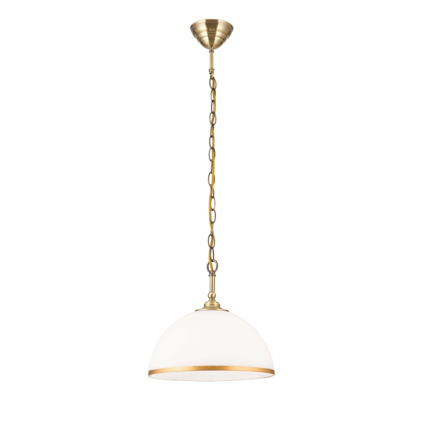 Lampadario a sospensione con catena OLD LAMP 1xE27/40W/230V diametro 30 cm bianco/ottone