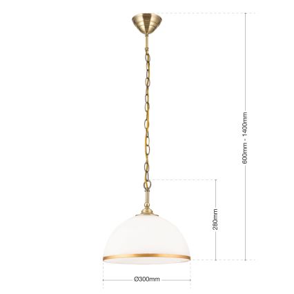Lampadario a sospensione con catena OLD LAMP 1xE27/40W/230V diametro 30 cm bianco/ottone