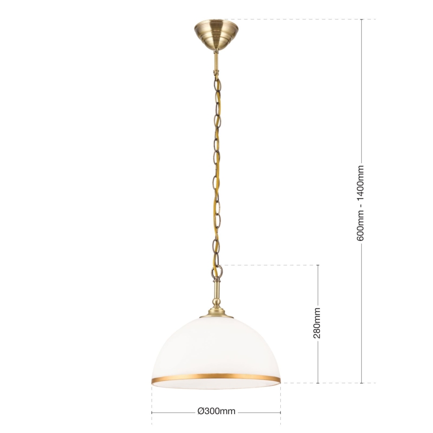 Lampadario a sospensione con catena OLD LAMP 1xE27/40W/230V diametro 30 cm bianco/ottone