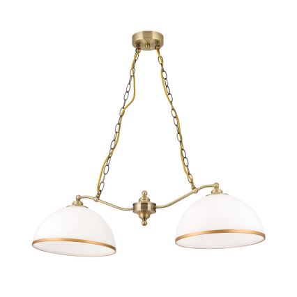 Lampadario a sospensione con catena OLD LAMP 2xE27/40W/230V bianco/ottone