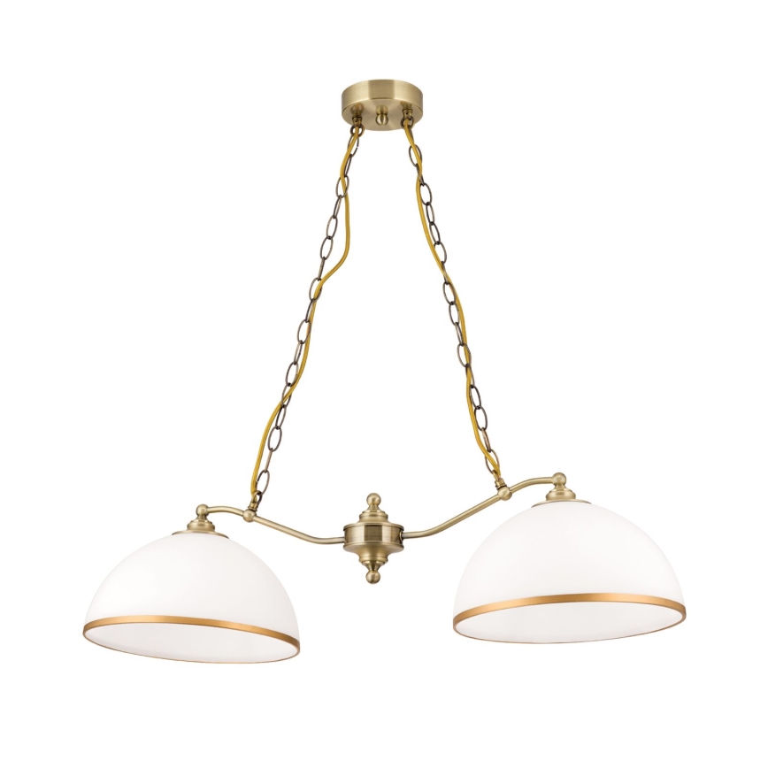 Lampadario a sospensione con catena OLD LAMP 2xE27/40W/230V bianco/ottone