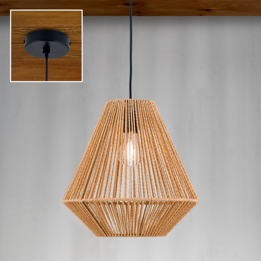 Lampadario a sospensione con filo JUNGLE 1xE27/40W/230V diametro 31 cm canapa