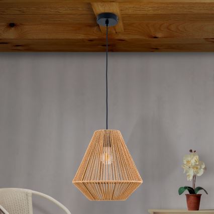 Lampadario a sospensione con filo JUNGLE 1xE27/40W/230V diametro 31 cm canapa
