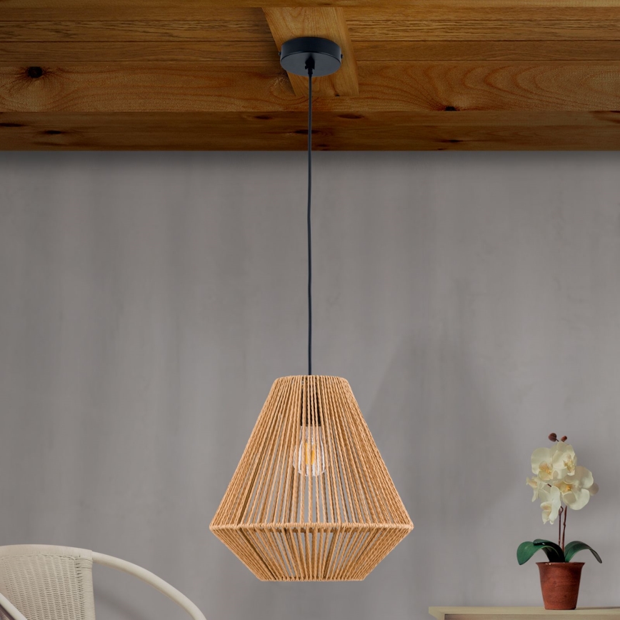 Lampadario a sospensione con filo JUNGLE 1xE27/40W/230V diametro 31 cm canapa