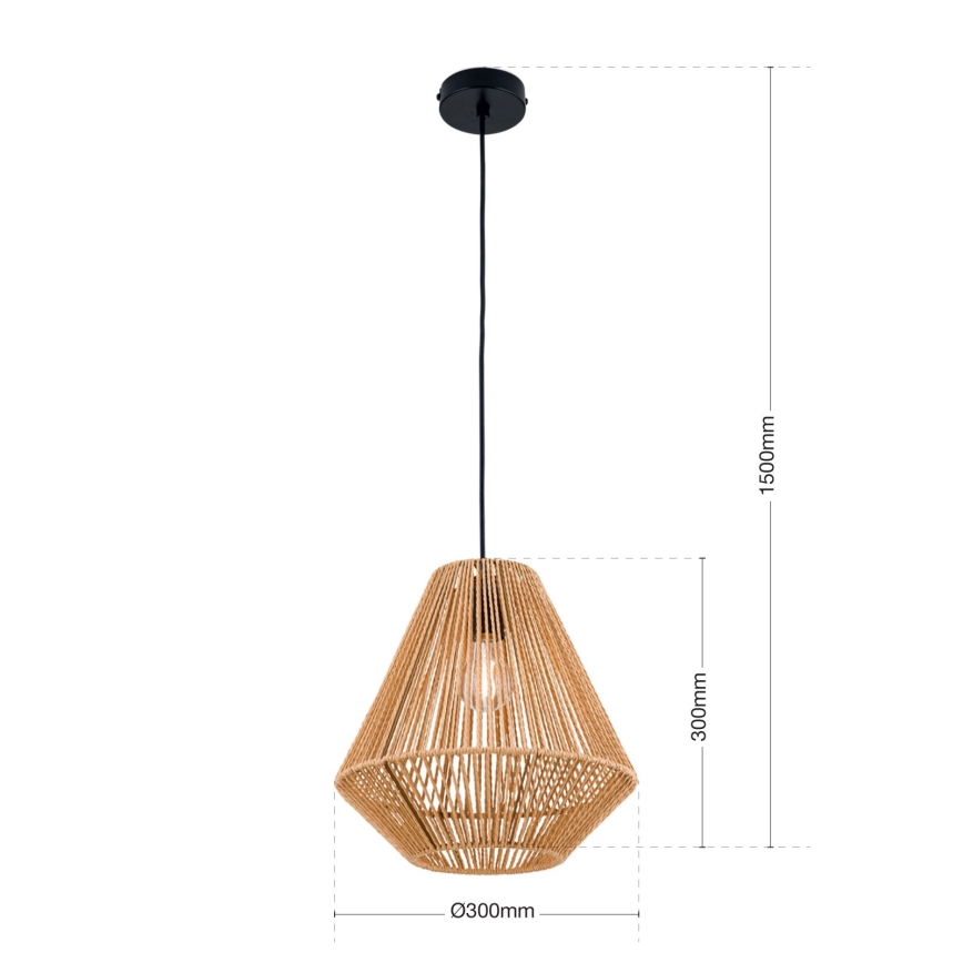 Lampadario a sospensione con filo JUNGLE 1xE27/40W/230V diametro 31 cm canapa