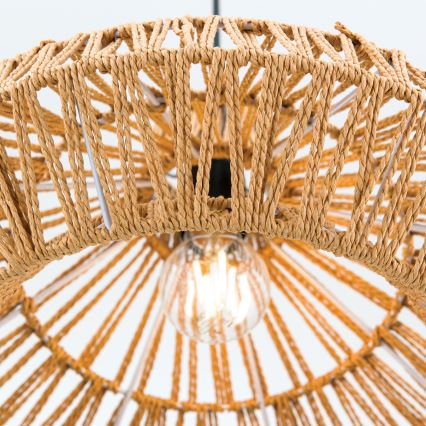 Lampadario a sospensione con filo BASKET 1xE27/40W/230V diametro 40 cm canapa