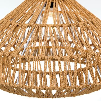 Lampadario a sospensione con filo BASKET 1xE27/40W/230V diametro 40 cm canapa