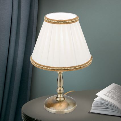 Lampada da tavolo TONIA 1xE27/60W/230V diametro 25 cm bianco/bronzo