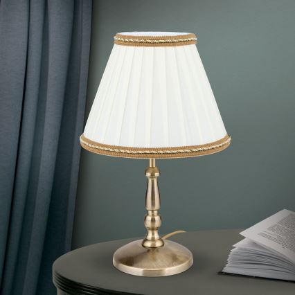 Lampada da tavolo TONIA 1xE27/60W/230V diametro 25 cm bianco/bronzo