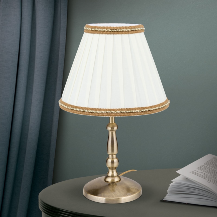 Lampada da tavolo TONIA 1xE27/60W/230V diametro 25 cm bianco/bronzo