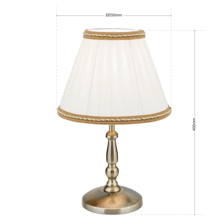 Lampada da tavolo TONIA 1xE27/60W/230V diametro 25 cm bianco/bronzo