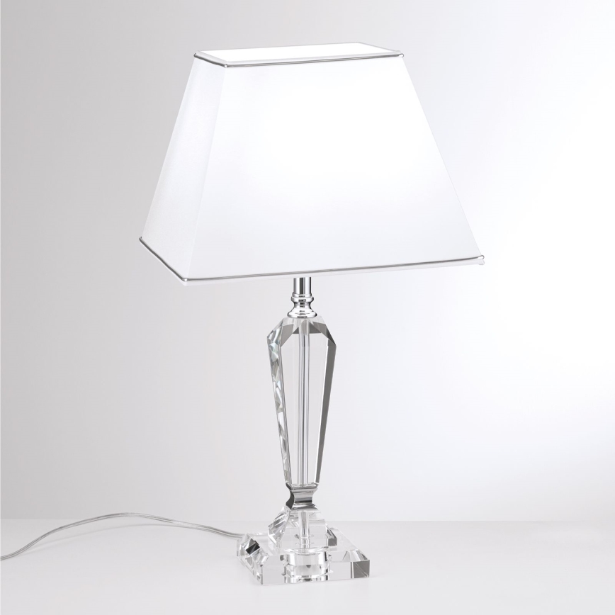 Lampada da tavolo di cristallo VERONIQUE 1xE27/60W/230V bianco/cromo