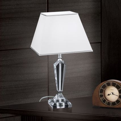 Lampada da tavolo di cristallo VERONIQUE 1xE27/60W/230V bianco/cromo