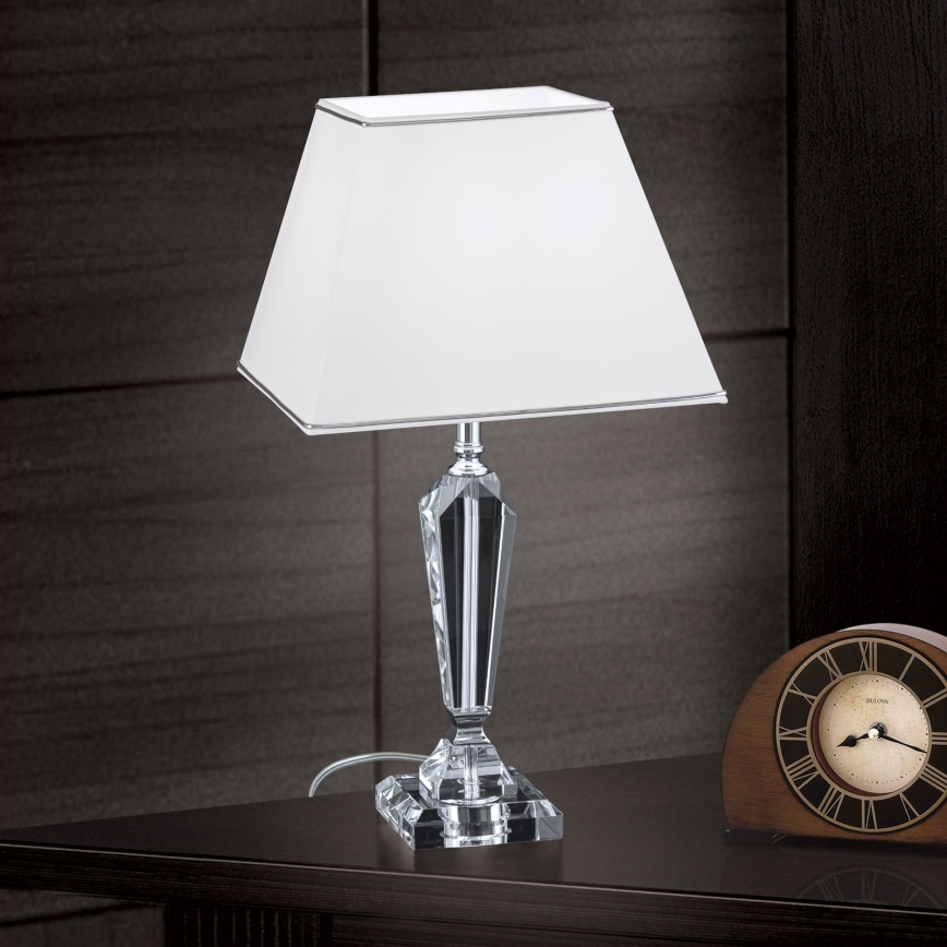Lampada da tavolo di cristallo VERONIQUE 1xE27/60W/230V bianco/cromo