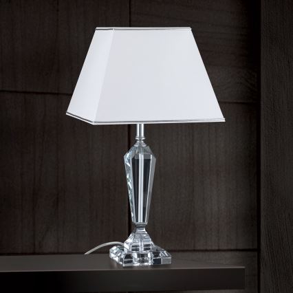 Lampada da tavolo di cristallo VERONIQUE 1xE27/60W/230V bianco/cromo