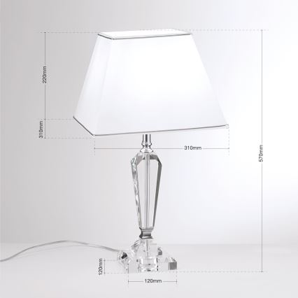 Lampada da tavolo di cristallo VERONIQUE 1xE27/60W/230V bianco/cromo