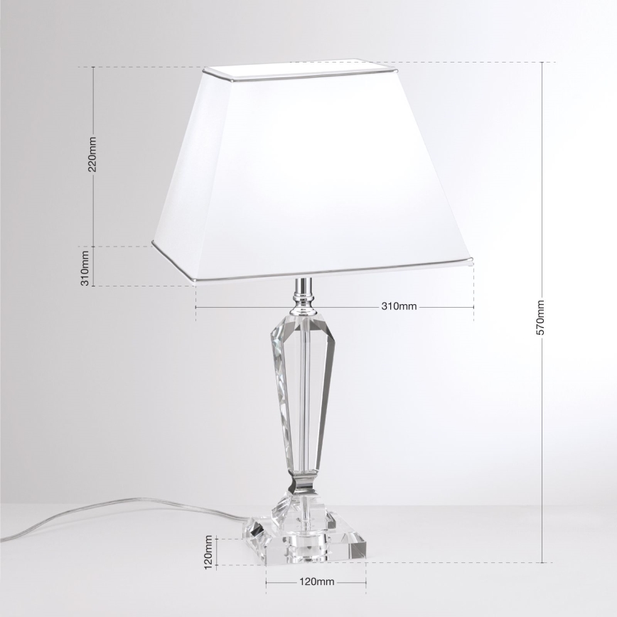 Lampada da tavolo di cristallo VERONIQUE 1xE27/60W/230V bianco/cromo