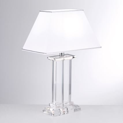 Lampada da tavolo di cristallo VERONIQUE 1xE27/60W/230V bianco/limpido