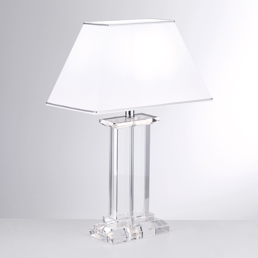 Lampada da tavolo di cristallo VERONIQUE 1xE27/60W/230V bianco/limpido