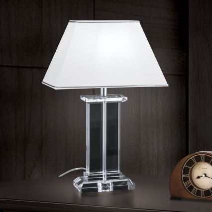 Lampada da tavolo di cristallo VERONIQUE 1xE27/60W/230V bianco/limpido