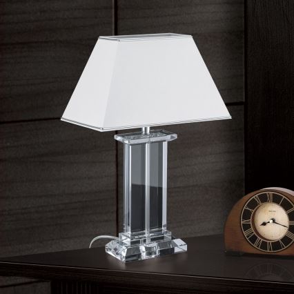 Lampada da tavolo di cristallo VERONIQUE 1xE27/60W/230V bianco/limpido