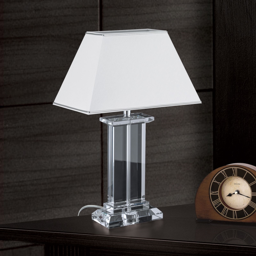 Lampada da tavolo di cristallo VERONIQUE 1xE27/60W/230V bianco/limpido