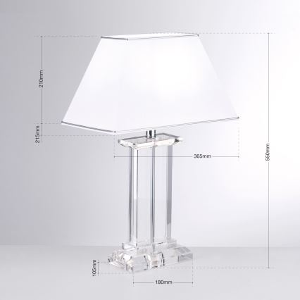 Lampada da tavolo di cristallo VERONIQUE 1xE27/60W/230V bianco/limpido