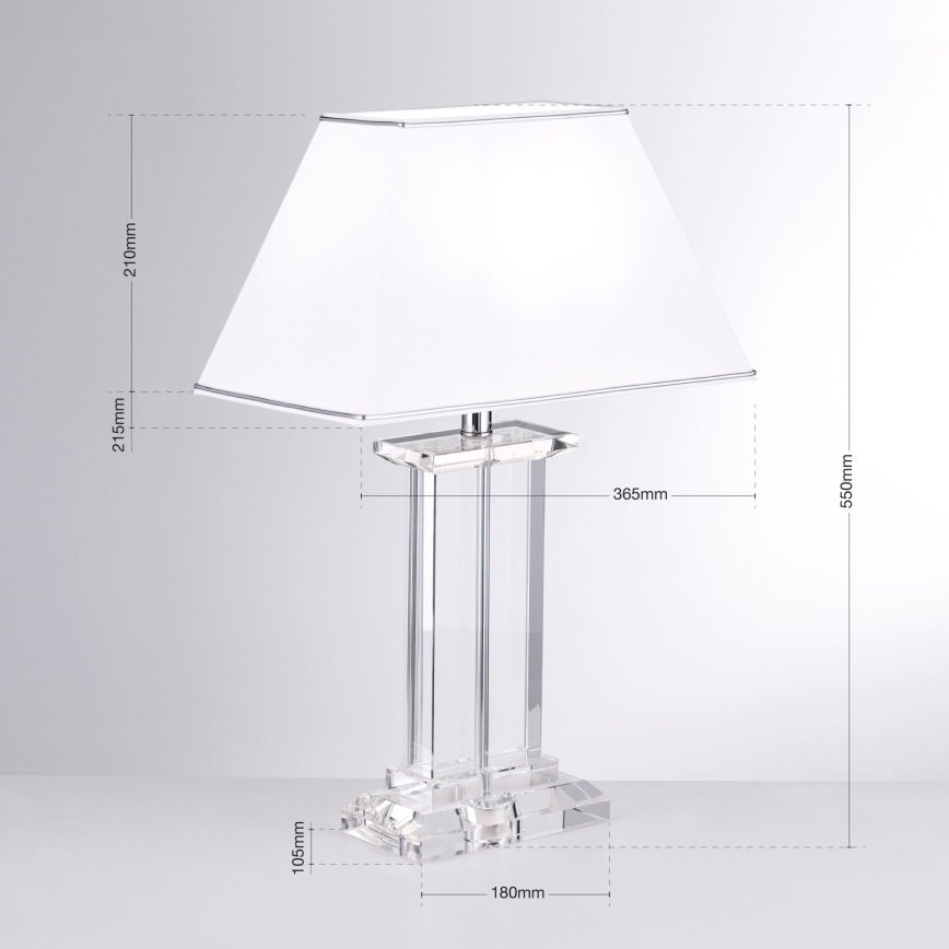 Lampada da tavolo di cristallo VERONIQUE 1xE27/60W/230V bianco/limpido