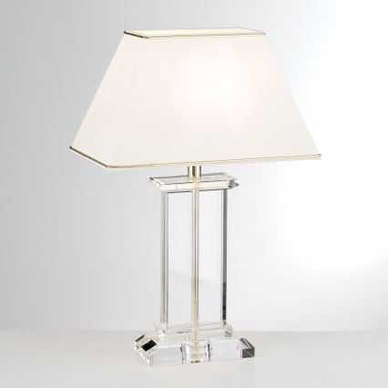 Lampada da tavolo di cristallo VERONIQUE 1xE27/60W/230V color crema/limpido