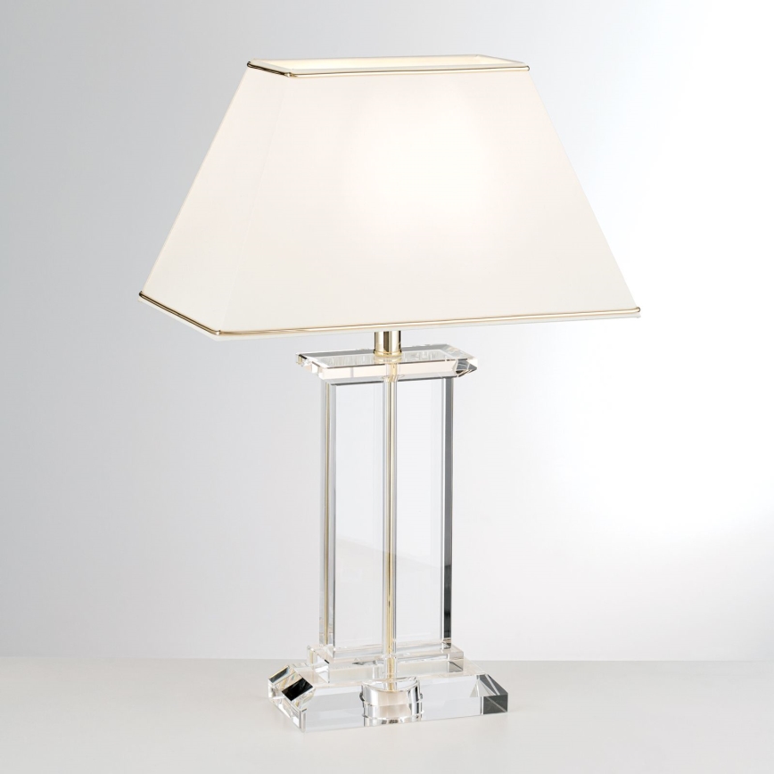 Lampada da tavolo di cristallo VERONIQUE 1xE27/60W/230V color crema/limpido